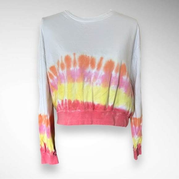 Bloom + Pop Tops - BLOOM + POP Women's Cropped White And Tie Dye Sweatshirt Large‎ | EUC